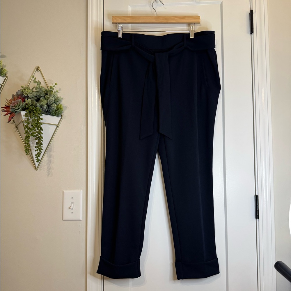 Jules & Leopold Navy Blue cuffed Pants & Fabric Belt